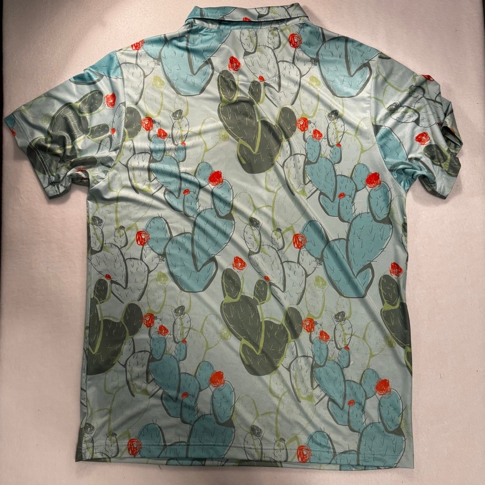 Raised by Coyotes Shirt Mens XL Green Cactus Graphic Golf Polo Southwest - Picture 5 of 10